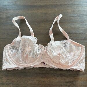 True & Co Womens Pink Underwire  Back Closure Demi Bra  36C